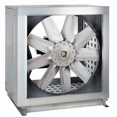 Las cajas de ventilación axiales CGT están fabricadas en lámina galvanizada y cuentan con aislamiento interior ignífugo de fibra de vidrio, que disminuye el ruido radiado por el ventilador. La hélice de estos ventiladores es tipo airfoil, elaborada en aluminio.